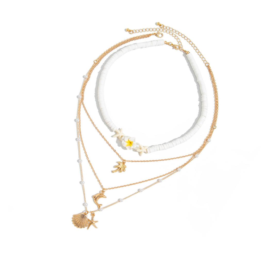 Soft Pottery Beads Necklace for Women Adjustable Multi-layer Neck Chain Natural Beach Jewelry Bohemian Fashion Jewellery