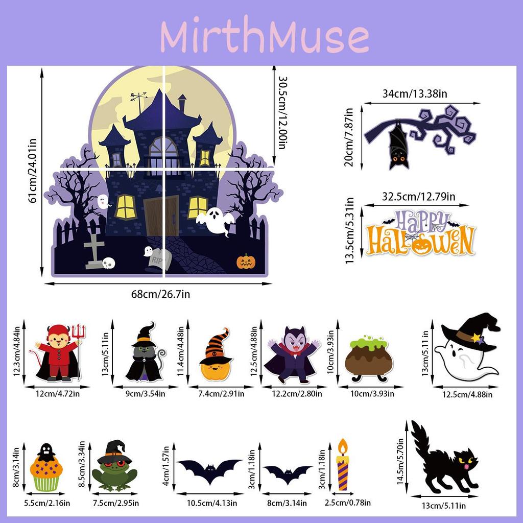Halloween Theme Classroom Indoor Castle Decor Stickers Set With Material Paper