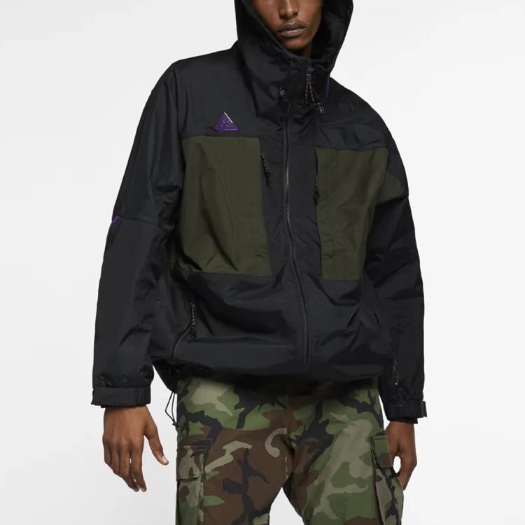 Nike Windproof Colorblock Outdoor Jacket Men Outerwear Black Purple AQ2294-010