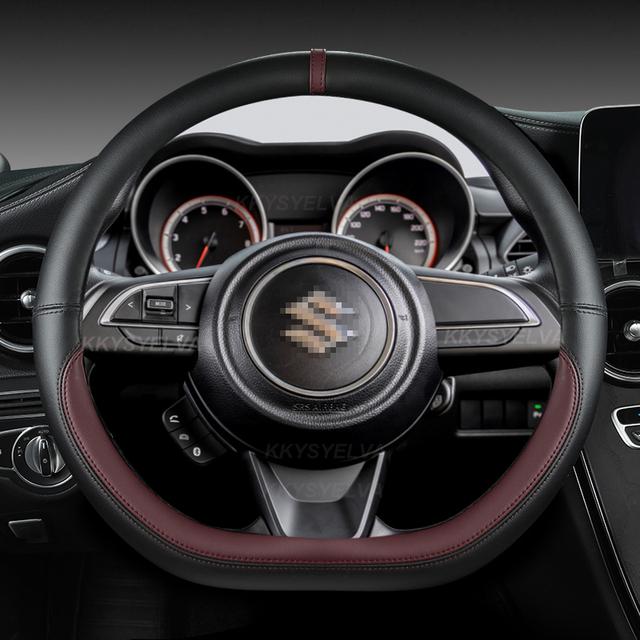 Microfiber Leather D Shape 38cm Car Steering Wheel Cover For Suzuki Swift 2017 2018 Sport Auto Accessories