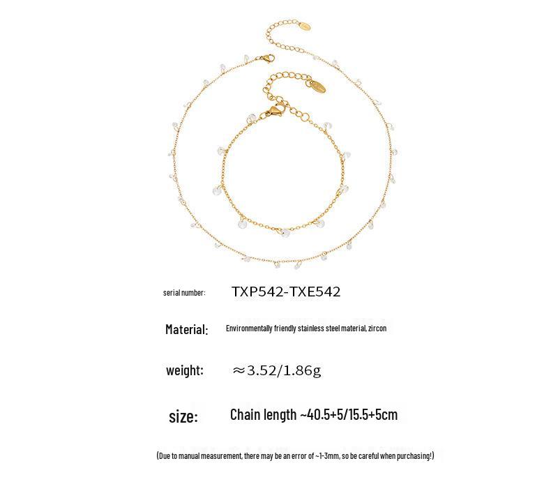 European American Luxury 18K Gold-Plated Zirconia Necklace & Bracelet Set