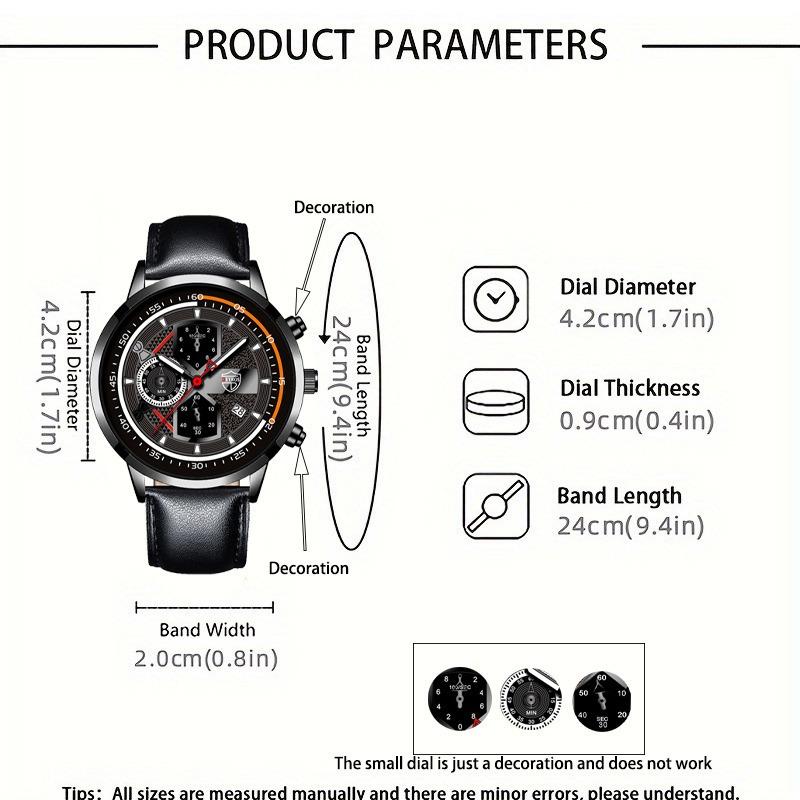 2PCS Set DEYROS Luxury Men's Watch Luxury Men's Leather Strap Calendar Watch Casual Men's Quartz Watch&Bracelet Father's Day Gift