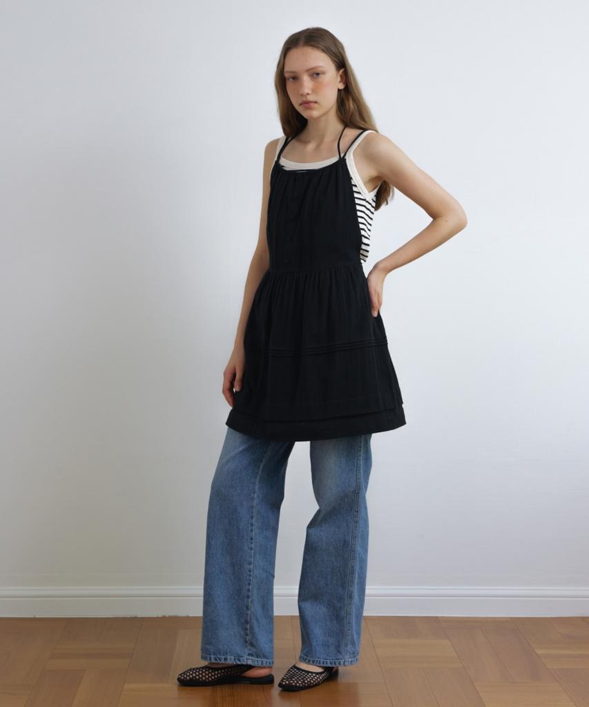 Anout Detachable Cotton Maxi Dress Black