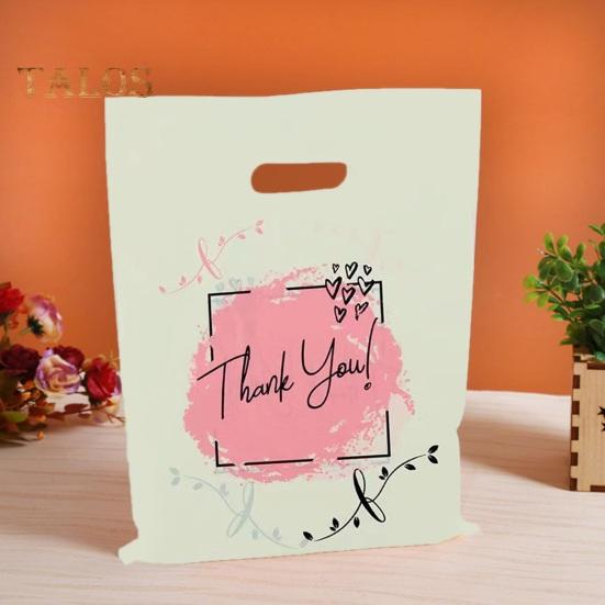 100 Stück Geschenktüten für die Feiertage, mit Aufdruck „Dankeschön“, wiederverwendbar, stark belastbar, Kleiderladen, Geschenkladen, T-Shirt, Hosen, Pakettüten, Lebensmittelgeschäft