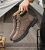 Men Gray Coffee Large Size Large Size Leather Work Boots Lace Up Rugged Utility Shoes Outdoor Walking Autumn Travel Footwear