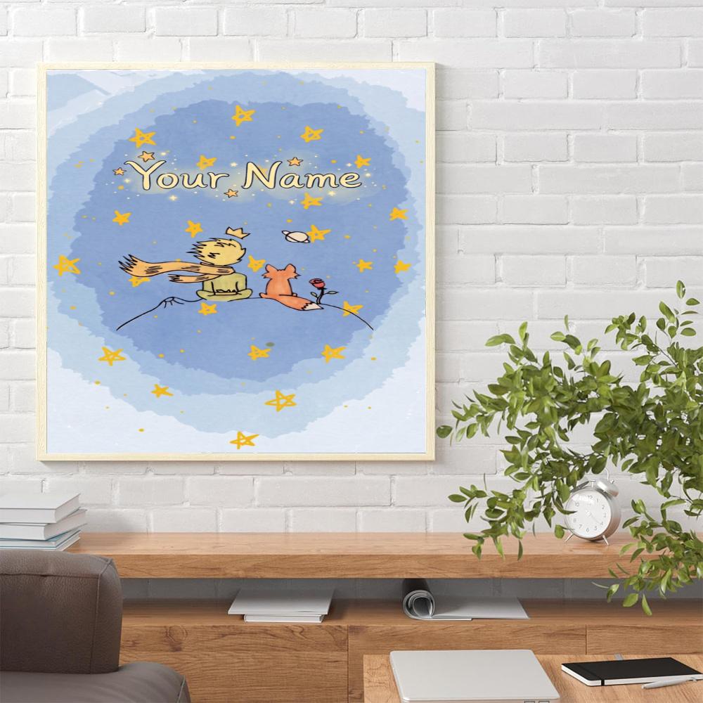 Little Prince Customize Your Name Diamond Painting Round Diamond Rhinestones Mosaic Diamond Embroidery Wall Paintings Rhinestones Gift Frameless