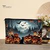 Witch Pumpkin Pattern Bag Storage Bag, with Smooth Zipper, Thickened Polyester Large Capacity Zipper Cosmetic Halloween Printed Pouch