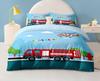 Fire Truck Duvet Cover for Kids Boys Girls Teens Room Decor Firefighter Comforter Cover Firemen Car Bedding Set 2Pcs with Zipper