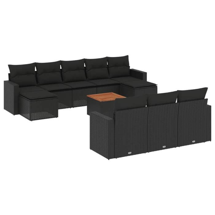 VidaXL Garden Lounge Set with Cushions 11 Pcs, Patio Sofas, Patio Furniture Set, Outdoor Furniture, Black 3256671