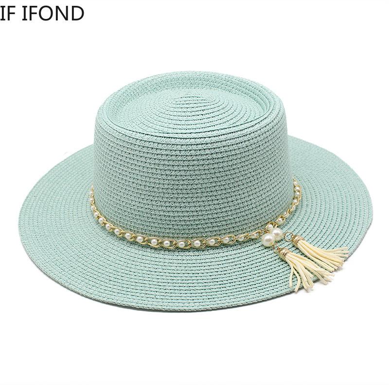 New Women Hats Summer Sun Straw Hats Outdoor Beach Panama Jazz Hats Leisure Vacation Dress Cap Sombreros De Mujer