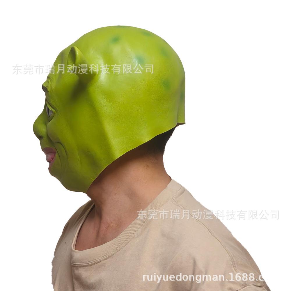2026Shrek Mask cos Green Monster Mask Cartoon Mask Carnival Party Adult Headgear Latex