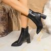 Fashion Spring and Autumn New British Style Thin and Thin Women's Boots Pointed Toe Thin Side Zipper Black Nude Boots Women