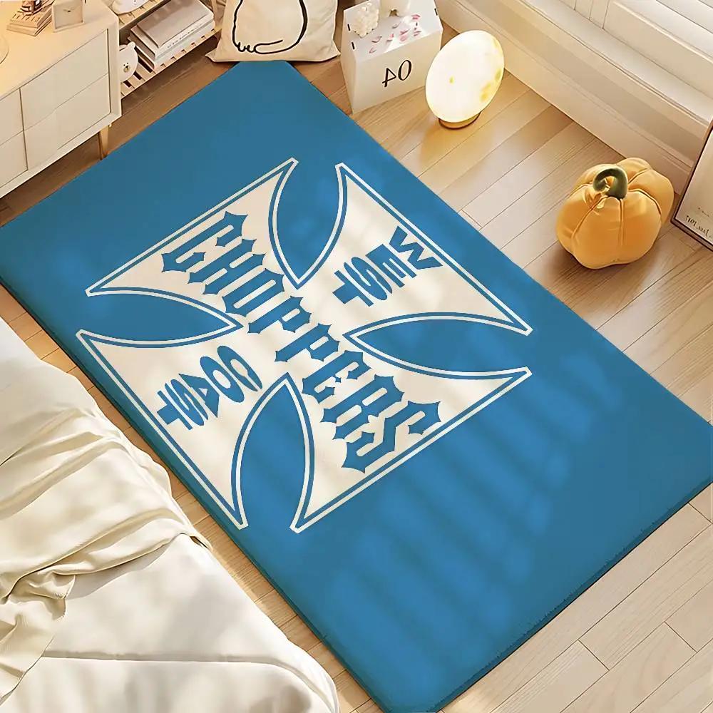 Personalized West Coast Iron Cross Choppers Carpet Bathroom Anti-slip Mat Door Mat Entrance Door Mat Scratch-resistant Door Mat