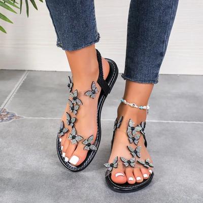 Pantofi Dama Modă 2024 Vânzare Fierbinte Sandale Dama cu Banda Elastică Sandale de Rochie cu Nod Fluture Dama Noi Sandale Plate cu Vârf Deschis