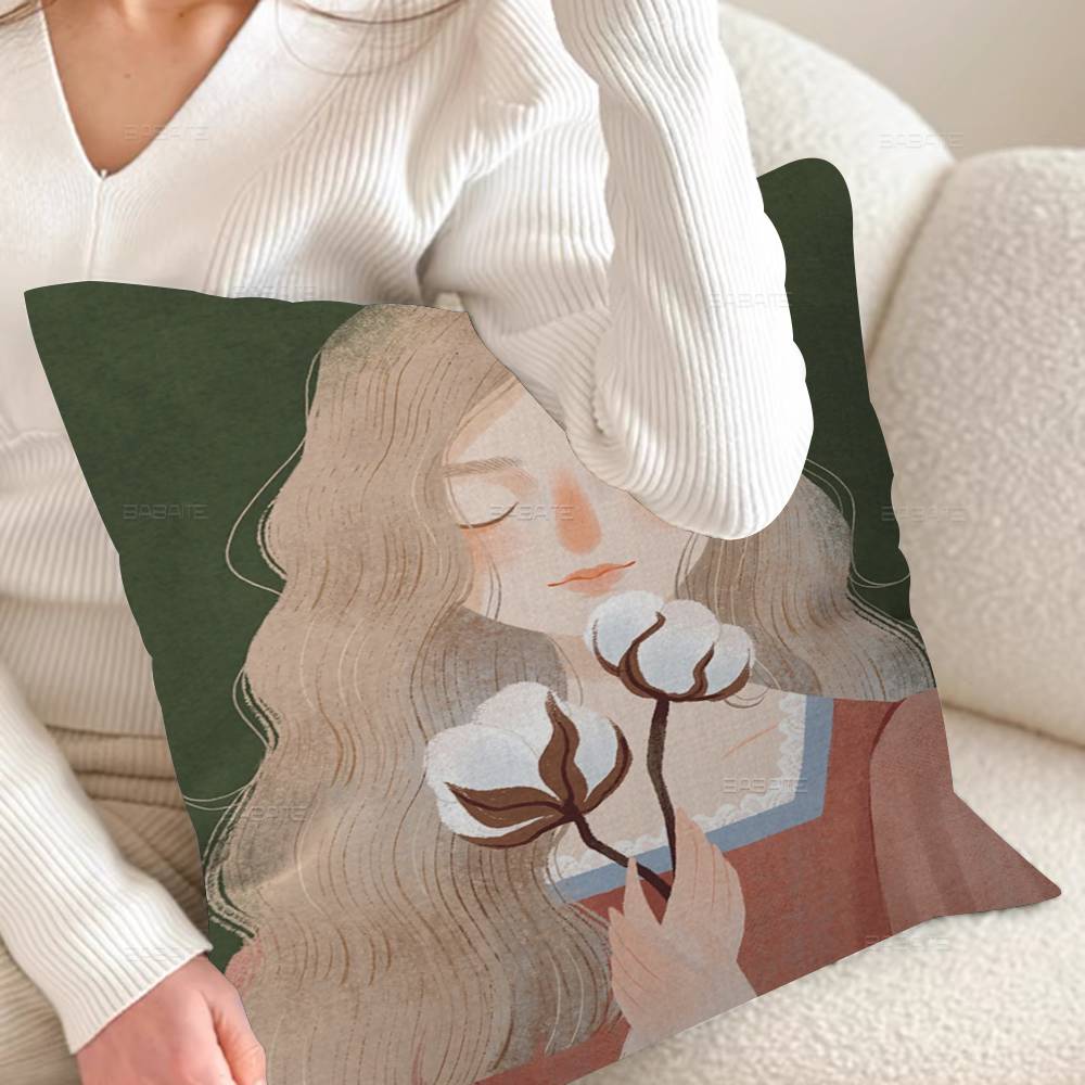 Cartoon Young Girl Personalized Pillow Cover Kids Bedroom Wild Party Decor Pillowcase Kid Birthday Shower Gift
