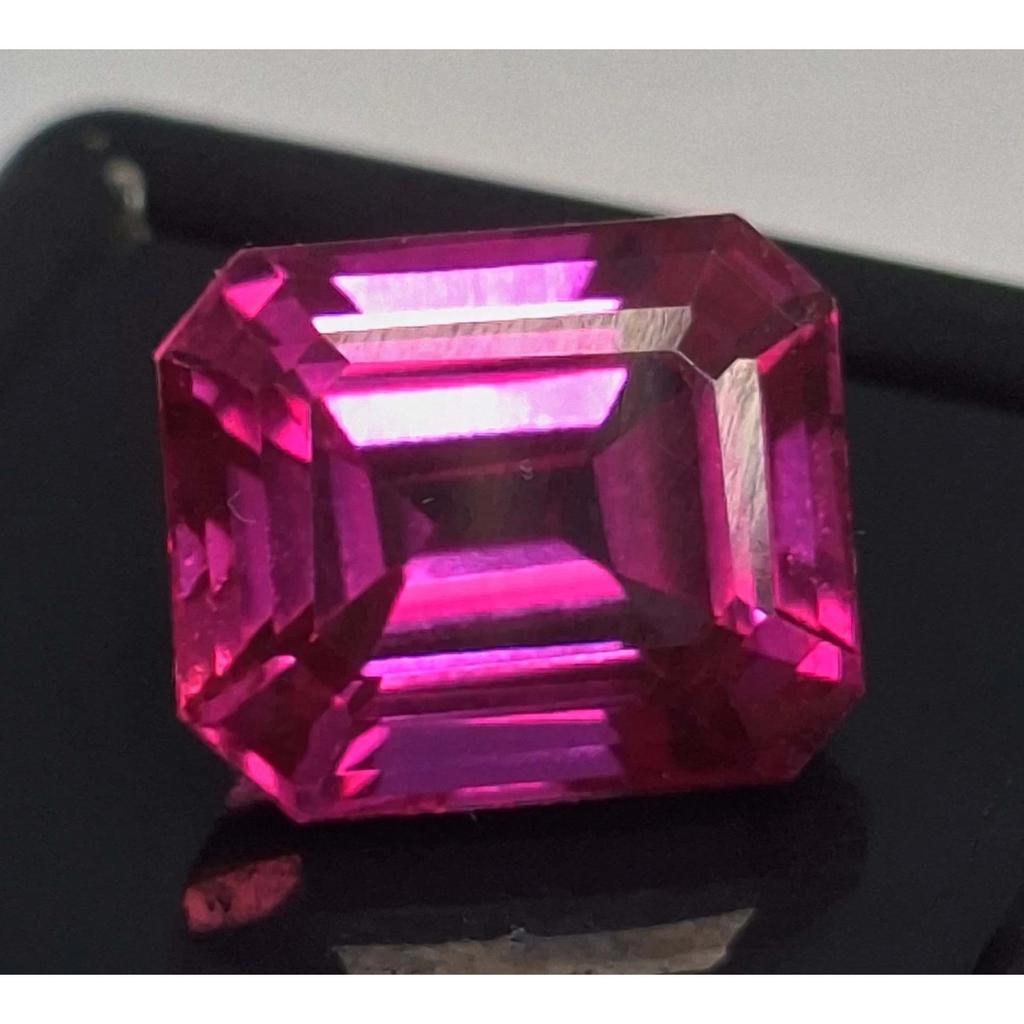 Emerald Cut Natural Dark Pink Sapphire 10-12 Ct Stunning Certified Gemstone