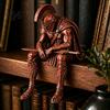 Mythology Fan Gifts Ancient Greek Warrior Shelf Sitter Statue, Sitting Soldier Figurine with Bookshelf Figurines Helmet, Historical