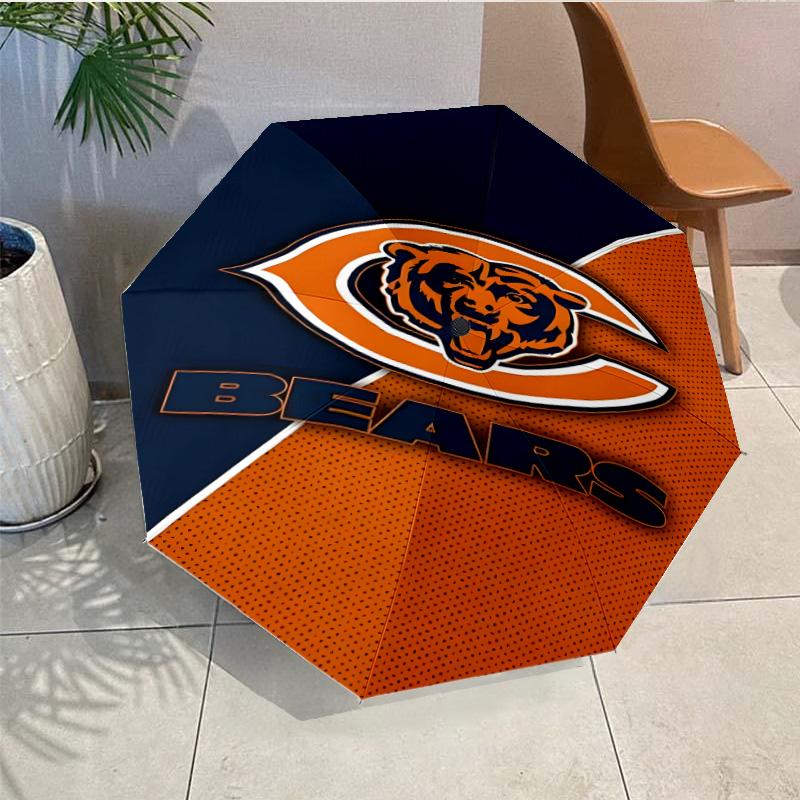 Chicago Bears Logo Umbrella - Automatic Open/Close, Compact 8-Rib Lightweight Umbrella Essential for outdoorPicnic Accessory Fan Gifts