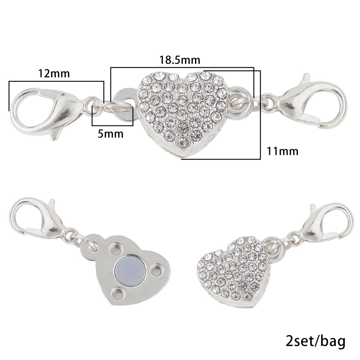 

2 компл./сумка, сильные магнитные застежки в форме сердца, подходят для браслетов, ожерелья, застежки, соединители для изготовления ювелирных изделий серебряный