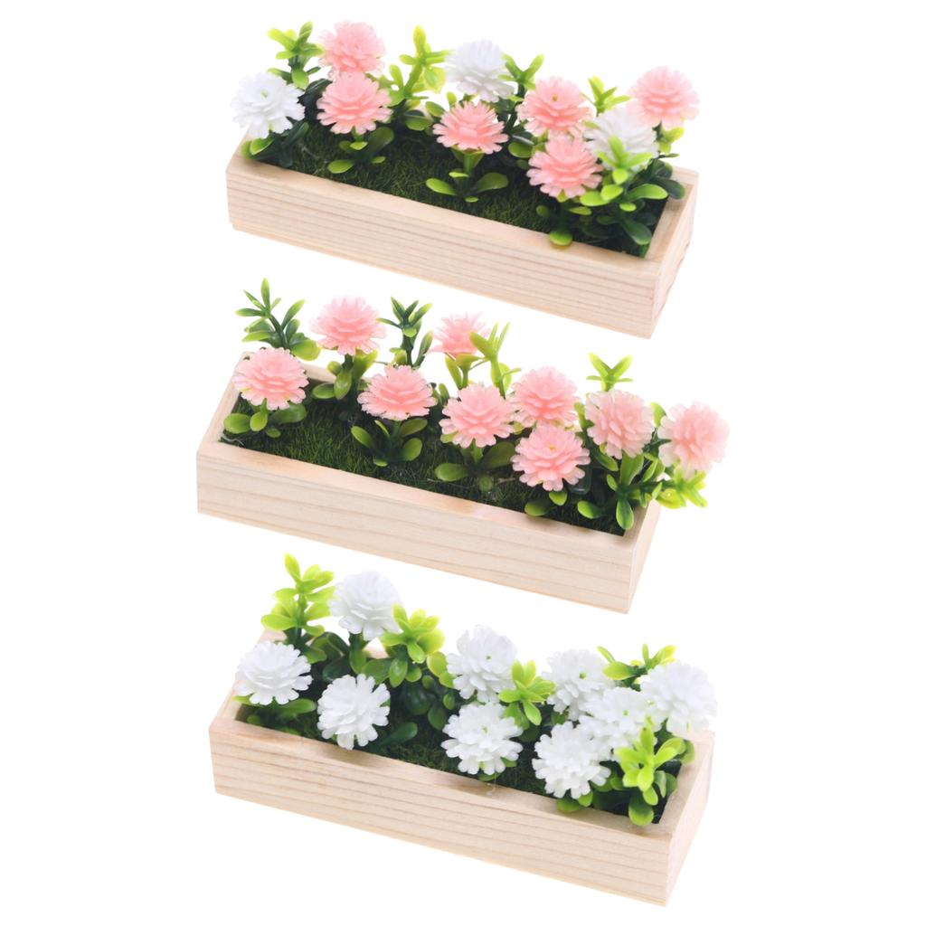 Small Scale Flower Bed Potted Plant For Doll House Scene Display Miniature Garden Setting Accessory for Kids Pretend Play