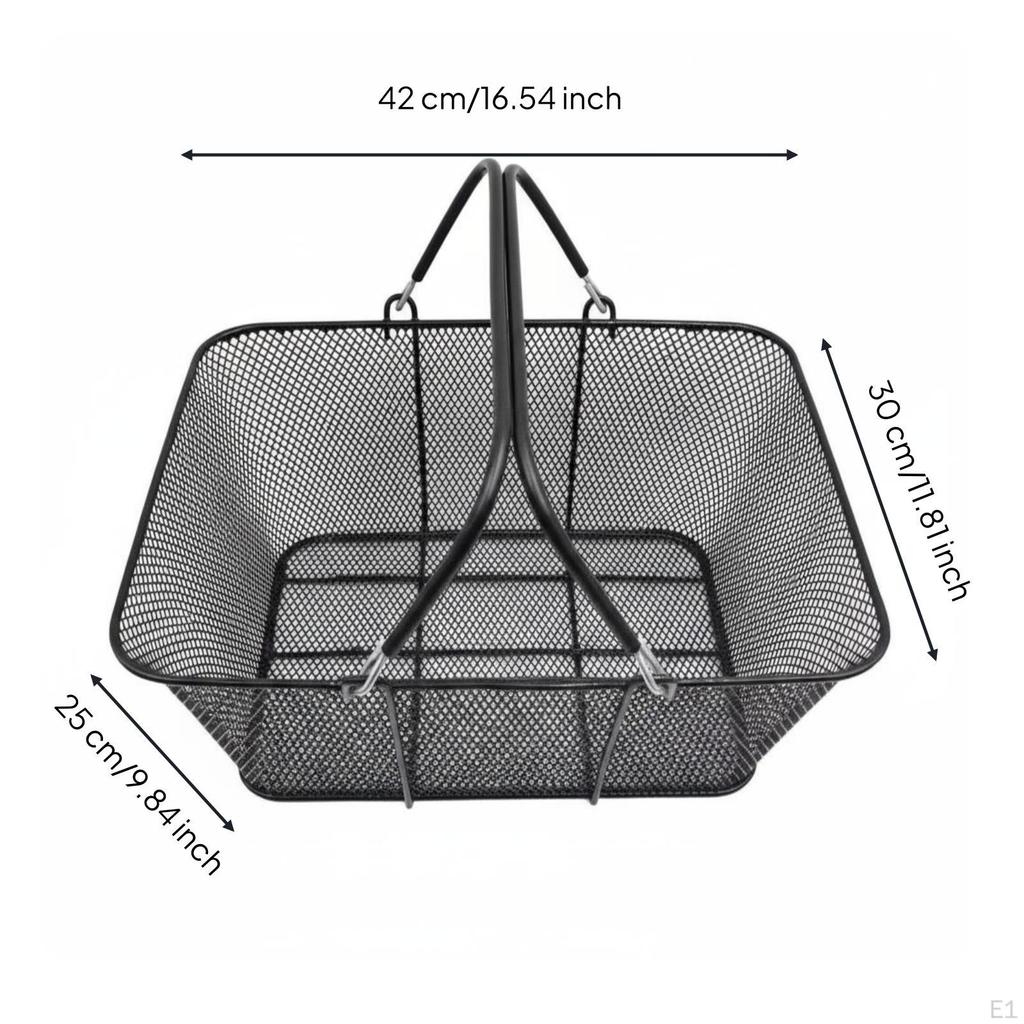 Metal Shopping Basket Large Capacity Double Handle Portable Household Storage for