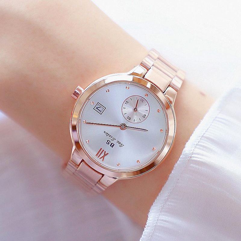 BEE SISTER BS Watches Woman Famous Brand Unique Ladies Watches Stainless Steel Waterproof Gold Women Wrist Watches