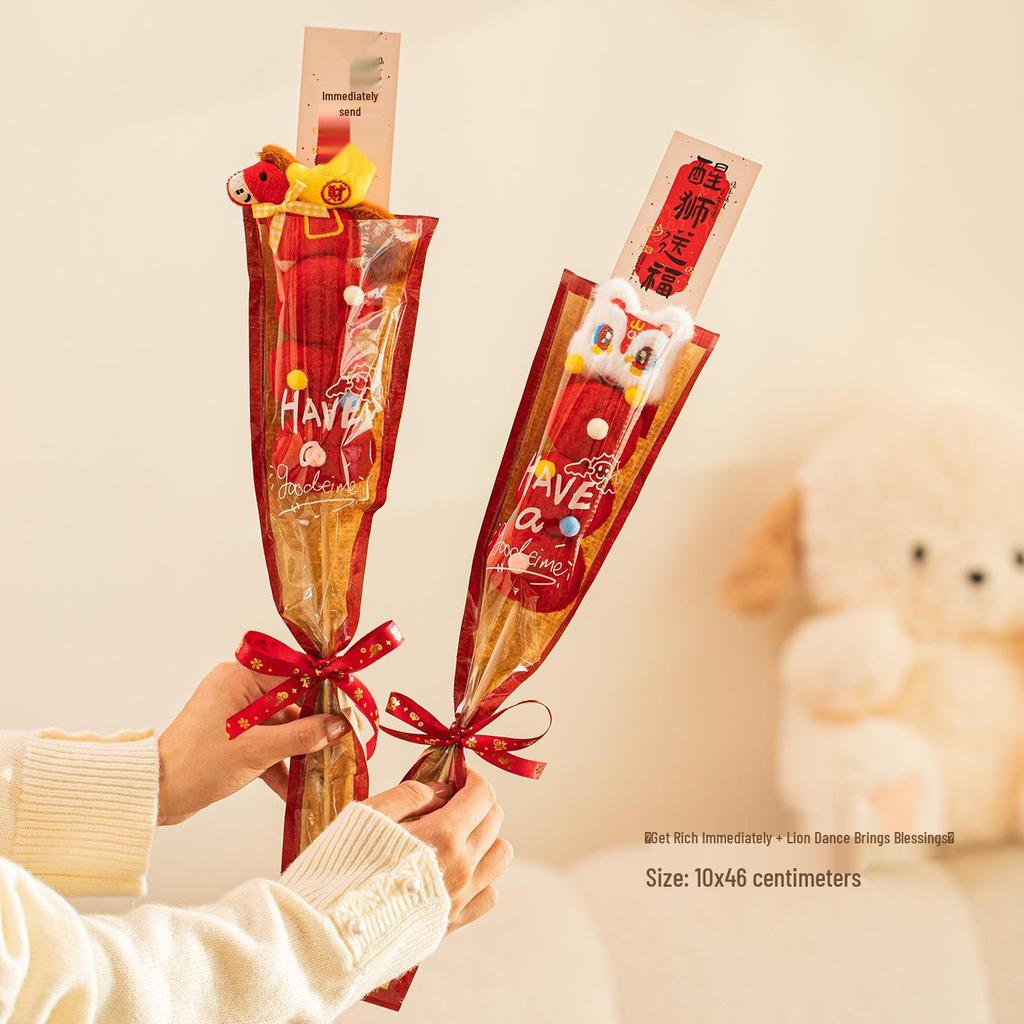 2026 Year of the Horse Tanghulu Plush Fortune Bucket – Chinese New Year Desktop Decor
