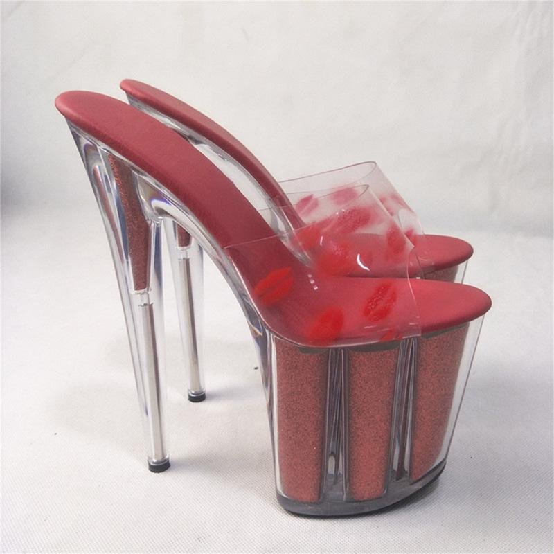 Sandals Actress Crystal High Heels High Heels Internet Celebrity Versatile Word with Cool Slippers 2025 New Summer Transparent