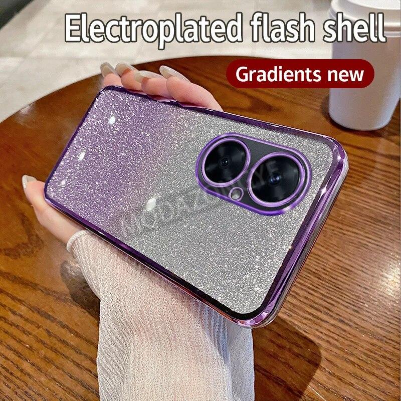 

Для Huawei Nova 11i чехол с гальваническим покрытием, мягкий блестящий чехол из ТПУ для сотового телефона Huawei Nova11i, чехол для телефона для девочек и женщин Huawei Nova 11i фиолетовый