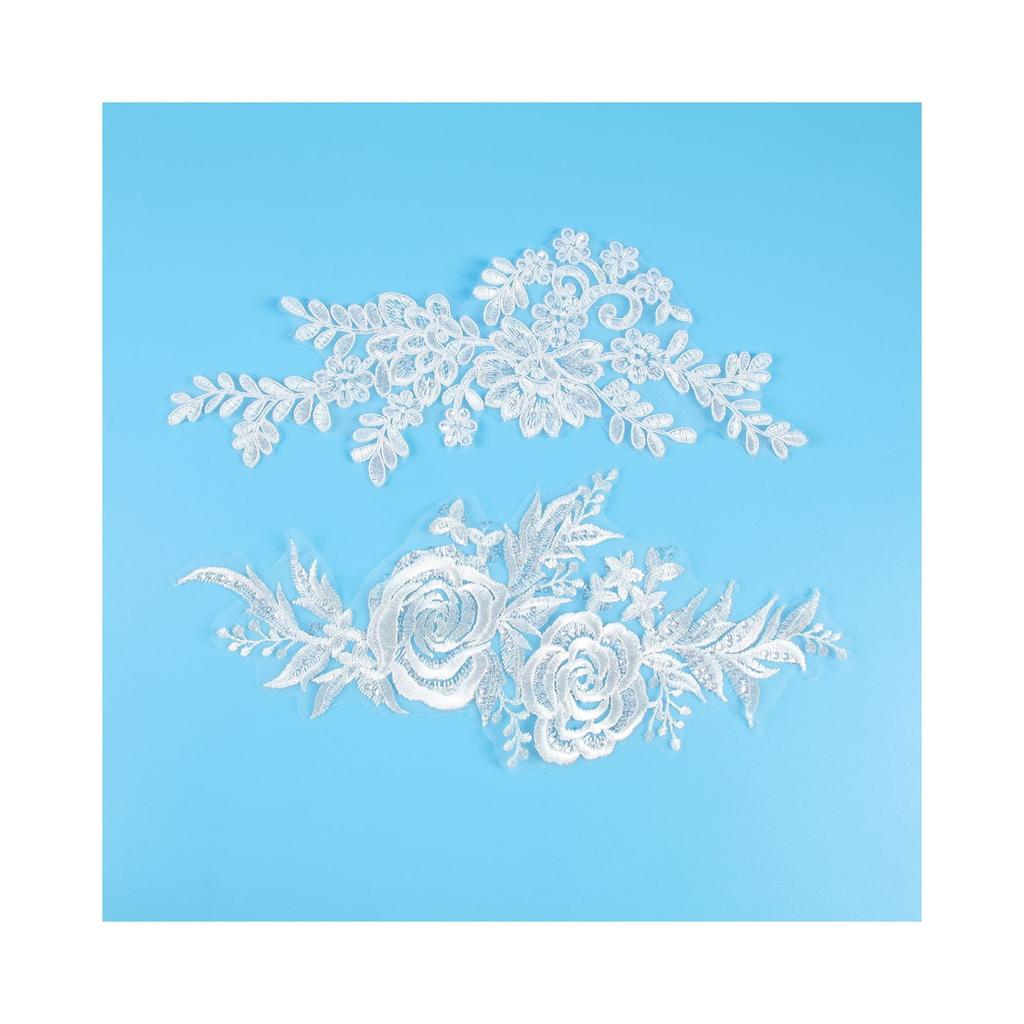 Car Bone Pair Flower Wedding Dress Evening Dress Children'S Princess Dress Patch Pair Flower Bridal Headdress Jewelry Lace Headband Material