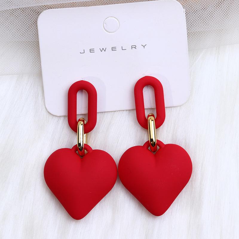 Bunte Herzohrringe für Damen Retro Herbst und Winter Einfaches Süßes Schnallendesign Acryl-Ohrringe Party Hochzeits Schmuck