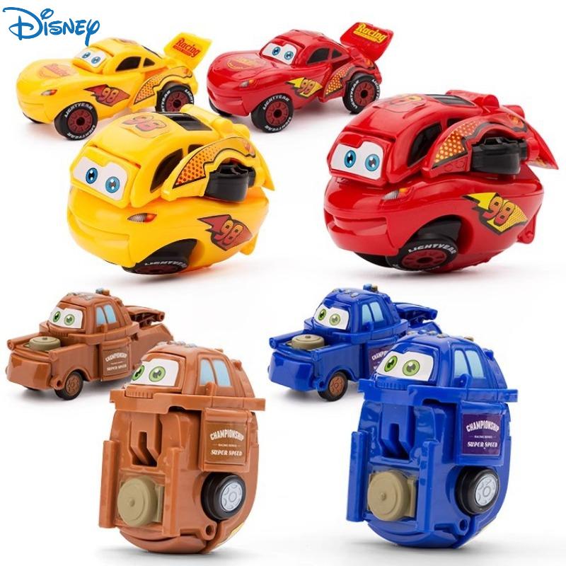 4 pezzi Anime Disney ToyStory Ars Action Figure Auto Trasformabile Saetta McQueen Modello Auto da Corsa per Bambini Giocattoli Uovo Deformabile Regalo