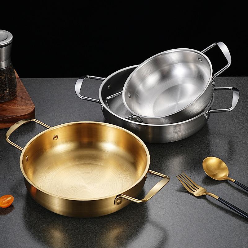 Korean-Style Double-Ear Stainless Steel Seafood and Soup Pot, Anti-Scald, Simple and Thickened Design for Daily Household Use