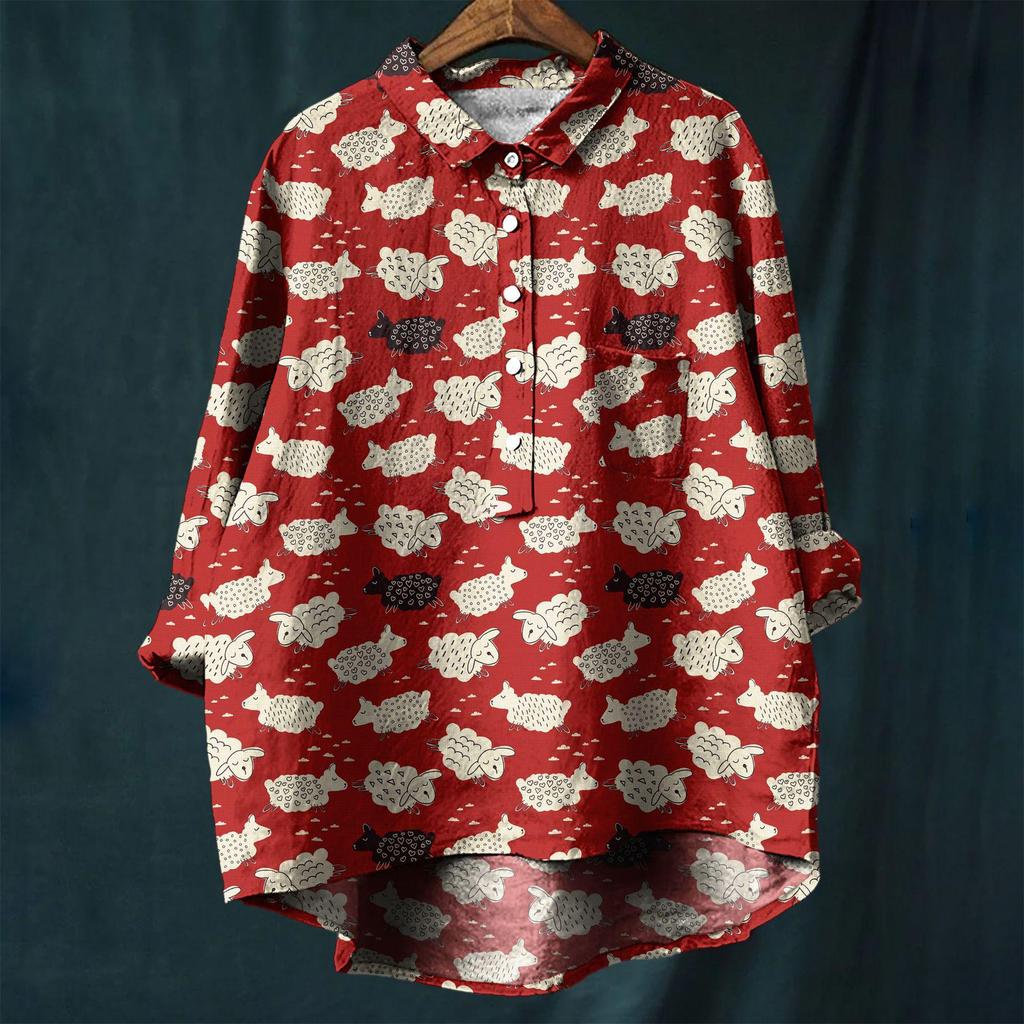 2025 European & American Casual Holiday Long-Sleeve Hawaiian Print Shirt