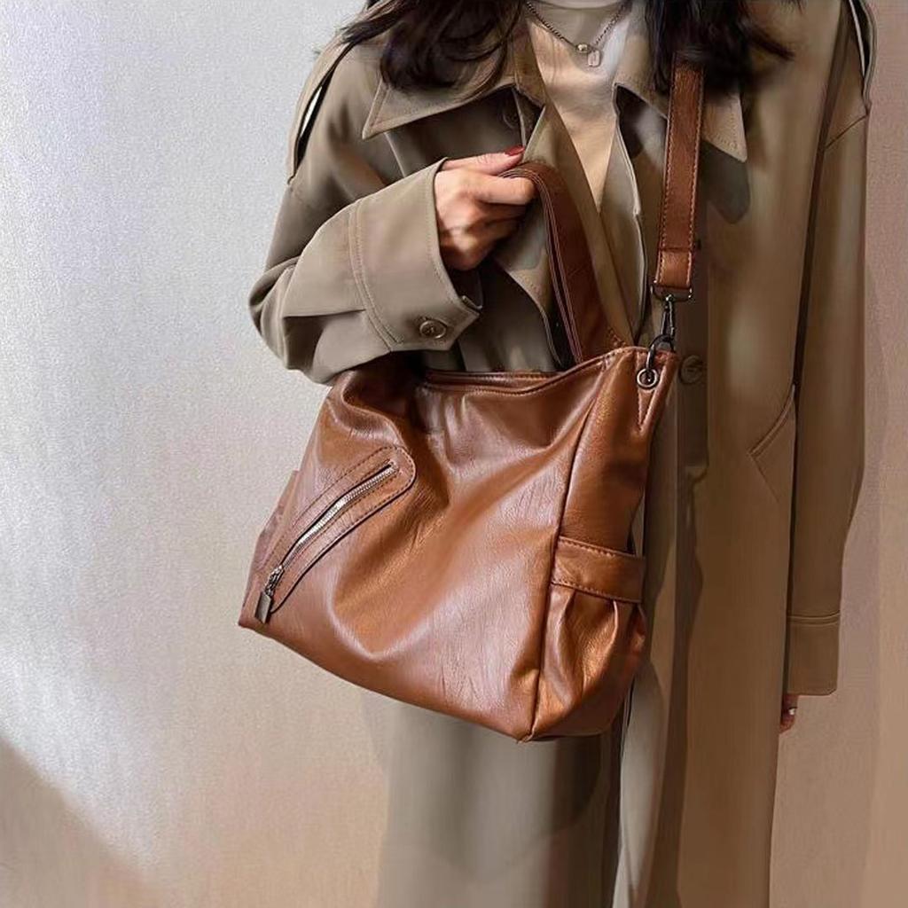 New Large Capacity Shoulder Bag for Women's Fashion Versatile Texture Elegant Temperament Handbag Advanced Sensory Qintuote Bag