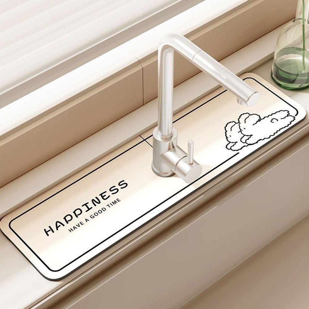 

Diatomite Non-Slip Absorbent Pad Cartoon Animals Sink Splash Mats Kitchen Bathroom Supplies 5