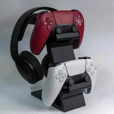 3-In-1 Ps5 Controller Stand For Desk With Headset Holder Gaming Organizer For 2 Gamepads & 1 Headphone Non-Charging Desktop Dock
