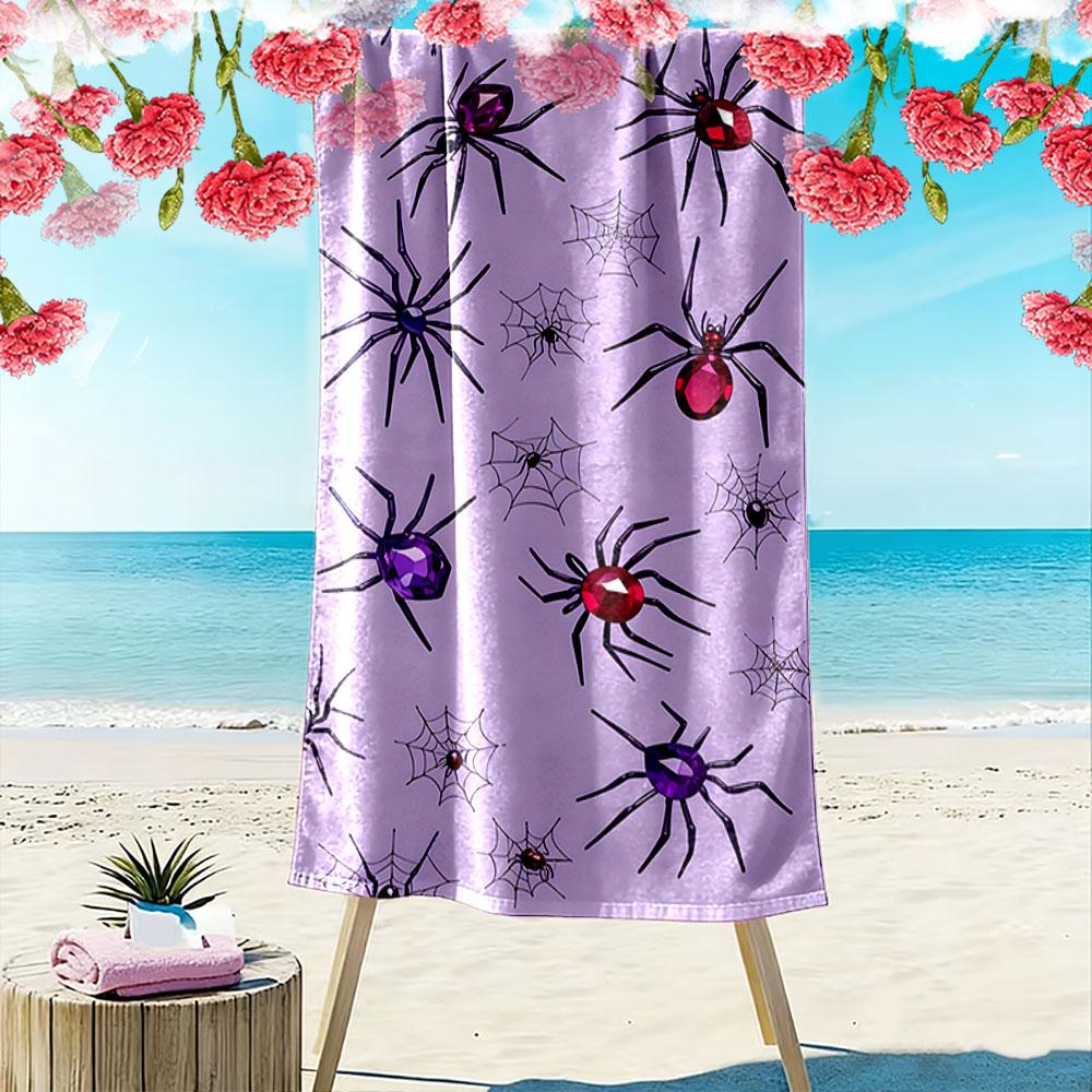 Glistening Gem-like Spiders. Print Beach Towel, Quick Drying, Suitable for Travel, Outdoor Sports, Jogging, the Beach and Swimming, Gift