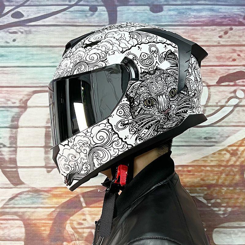 LVS Full Face Motorcycle Helmet Men Women Racing Style Glossy Colorful Design DOT Approved Size S M L XL
