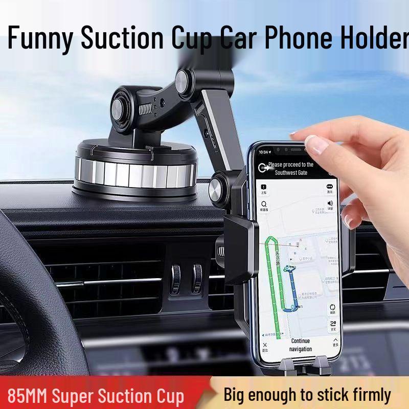 Universal Car Phone Holder with Rotating Suction Cup for Dashboard/Windshield - Shockproof, Fits Cars & Vans