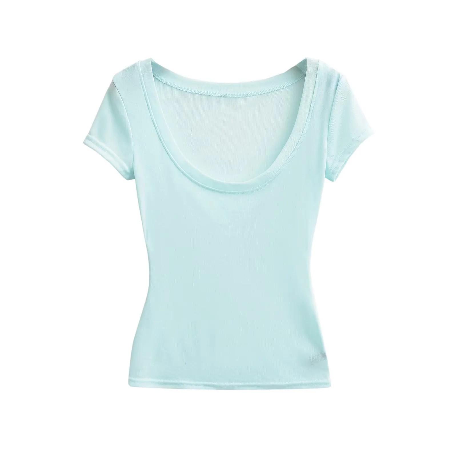 

Oxygen TEE Women s Summer 2025 Sexy Slim Short Sleeve U-Neck T-Shirt Small