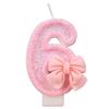 Pink Bow Number Birthday Candle Cake Decoration 1st Year Handmade Birthday Candle 0-9