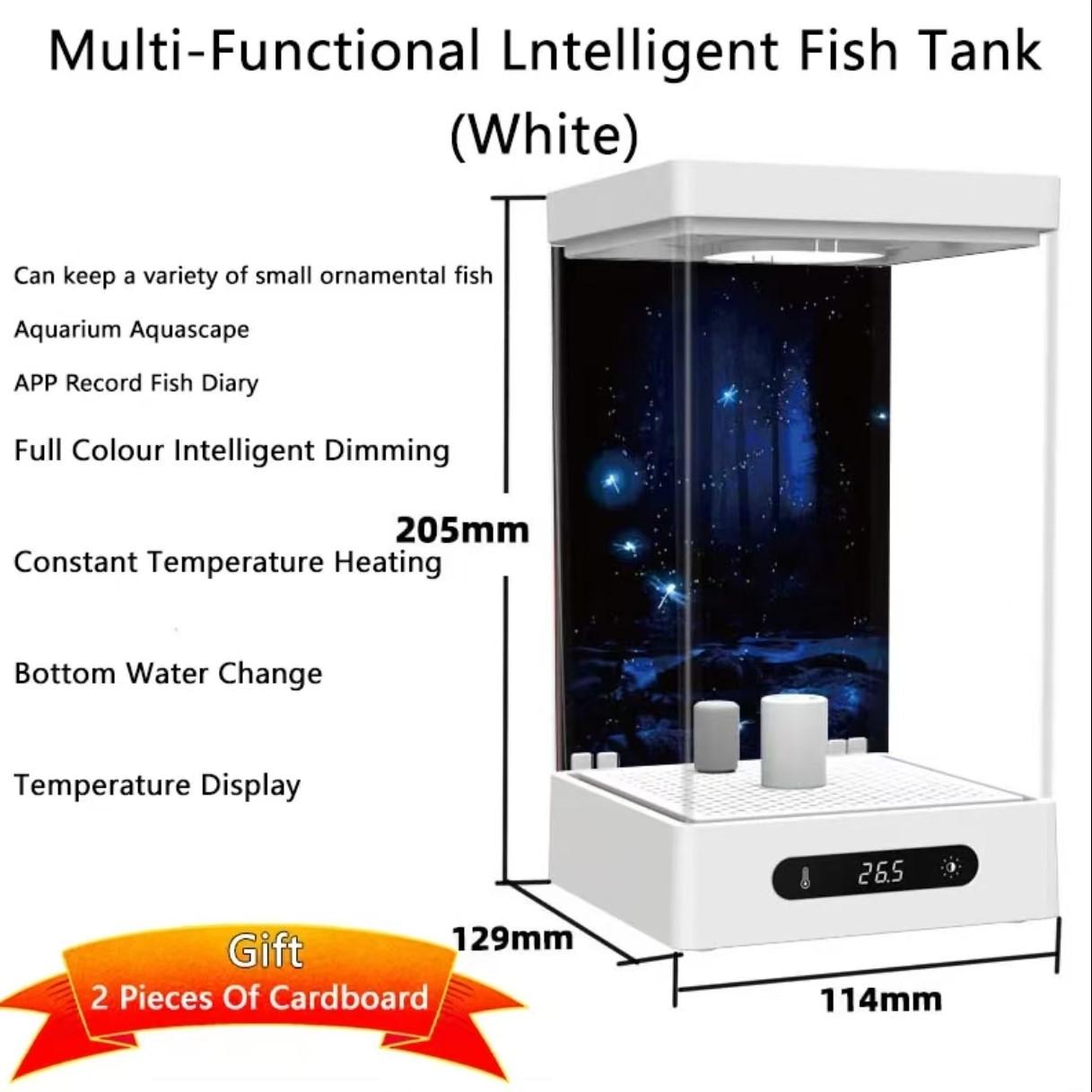 1.6L Betta Fish Tank Настольный мини-аквариум с подсветкой Интеллектуальный контроль температуры Экологичный самоциркулирующий для настольного декора белый