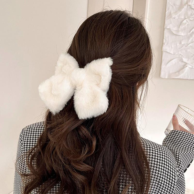 Plysj sløyfe hårnål Kvinner Koreansk Enkel Ensfarget Sløyfe Hårklemmer Stor hårspenne For Jenter Hårtilbehør