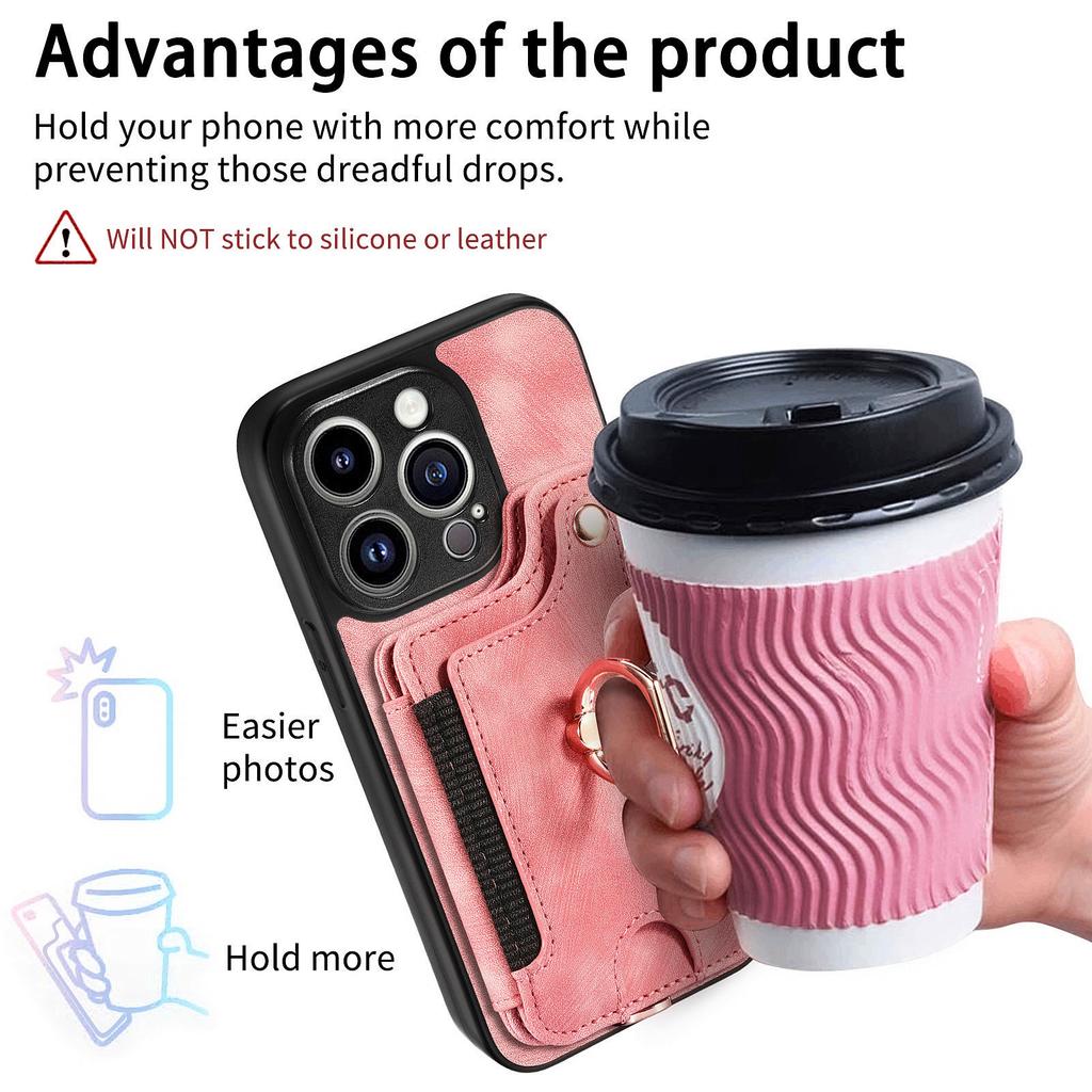 Anti-theft Wallet Finger Ring Holder Magnetic Flip Leather Case For iPhone 15 14Plus 13 12 11Pro XSMax /Samsung S23 S22 S21 S20 Ultra Plus A14 A54 A53