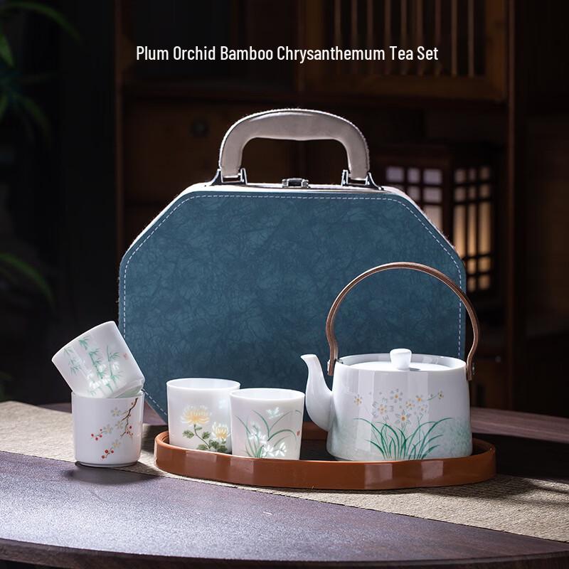 Jingdezhen Hand-Painted Ceramic Tea Set - Plum, Orchid, Bamboo, Chrysanthemum