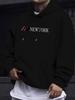 Men'S Casual Versatile Style Fashion Hoodie, New And Different Design, Print with //NEWYORK Trendy Print Design Pattern Print - Casual Pullover, Kanga