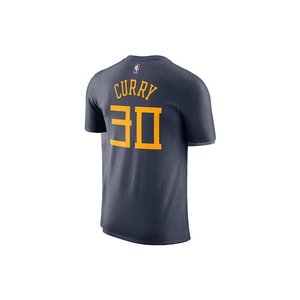 Nike Letter Logo Print Round Neck Short Sleeve T-Shirt Golden State Warriors Curry Reward Edition Men Tops Gray AO0887-477