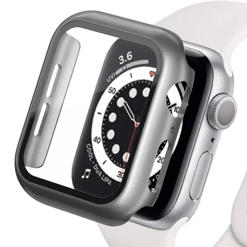 Gehärtetes Glas+Hülle für Apple Watch 11 10 46mm 42mm 9 8 7 PC Stoßfänger Displayschutz Hülle iWatch Serie 6 5 4SE 44mm 40mm 41 45 7