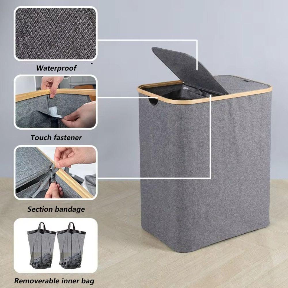 Faltbarer Wäschekorb mit Deckel/Griff Große Größe Wasserdicht Mit 2-Fächer-Innentasche Waschkörbe